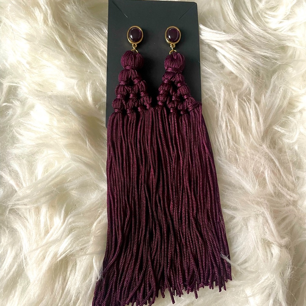 Plum Colored Tassel Earrings.